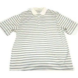 NikeGolf Dri Fit Mens L Striped Polo Shirt White